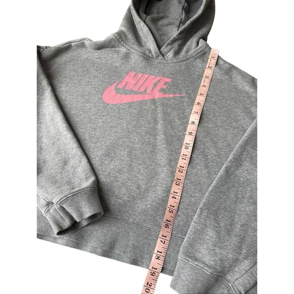 Nike Gray & Pink Sportswear Club Fleece Cropped Hoody Girls Size XL - Picture 8 of 11